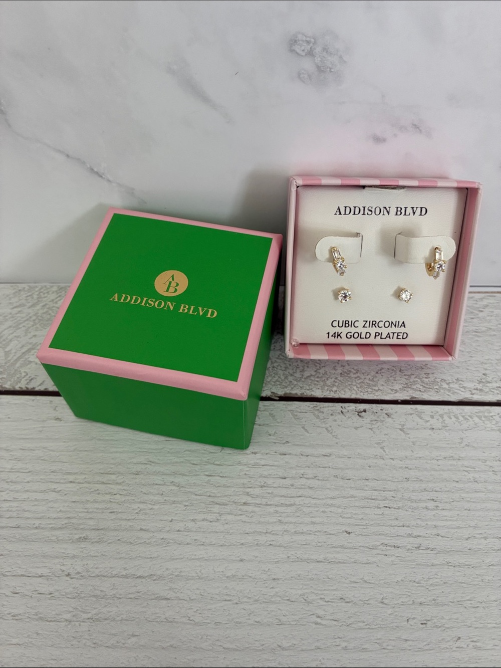 Addison Blvd 14K Gold Plated Cubic Zirconia Earring Set - Gold & Clear